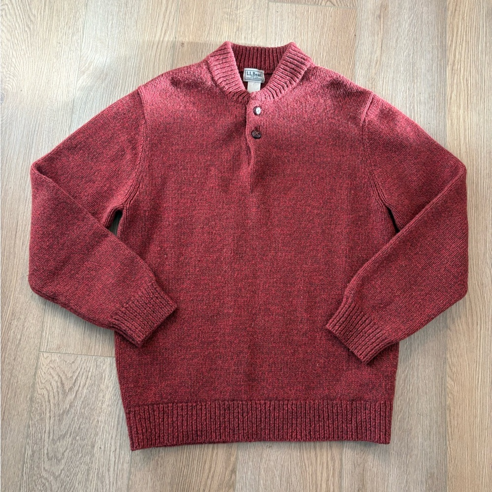 LL Bean Men’s Classic Ragg Lambs Wool Sweater Henley
